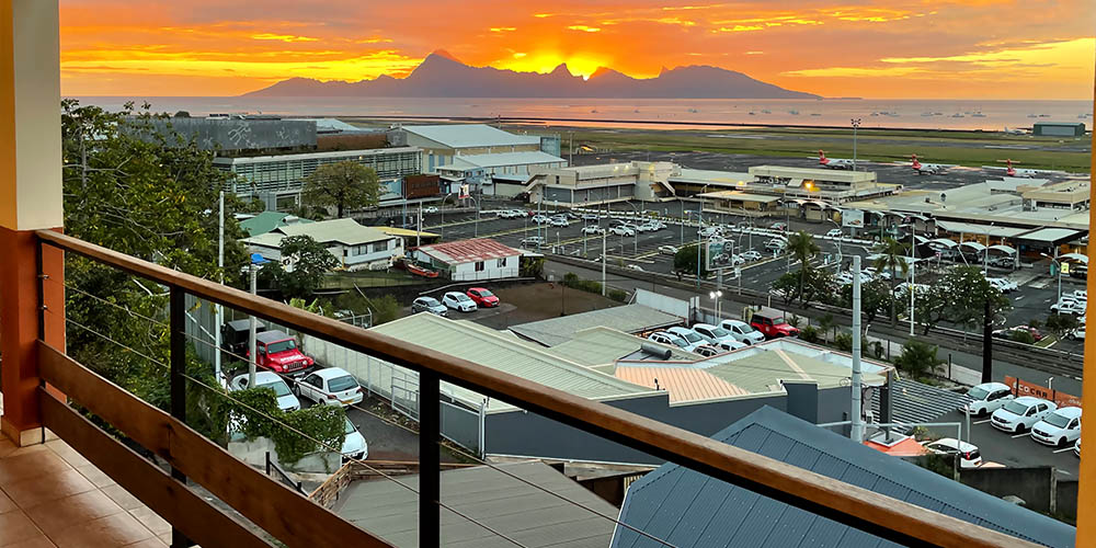 View of the airport from the Tahiti Airport Motel